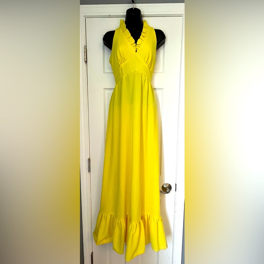 Vintage 1970s Homemade Yellow Maxi Dress